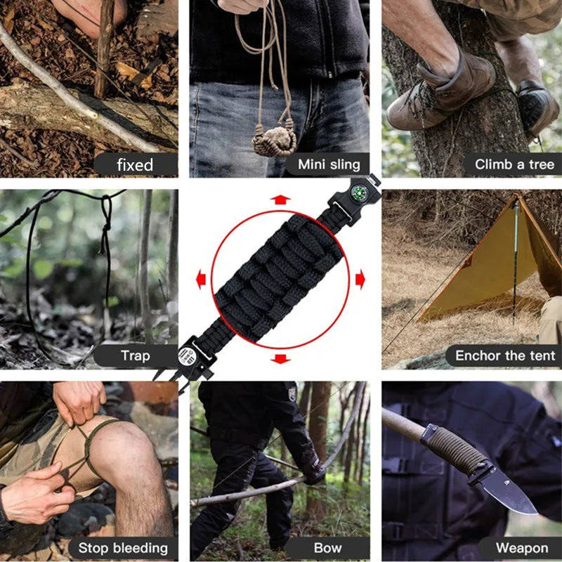 550 Paracord Bracelet with Whistle and Compass