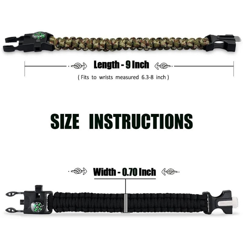 550 Paracord Bracelet with Whistle and Compass