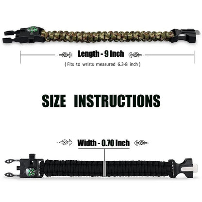 550 Paracord Bracelet with Whistle and Compass