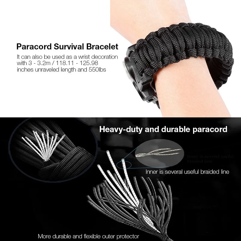 550 Paracord Bracelet with Whistle and Compass